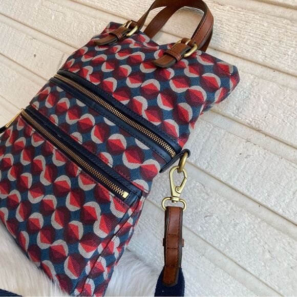 FOSSIL Canvas Ryder Sydney Satchel Tote Crossbody Handbag - Picture 4 of 12